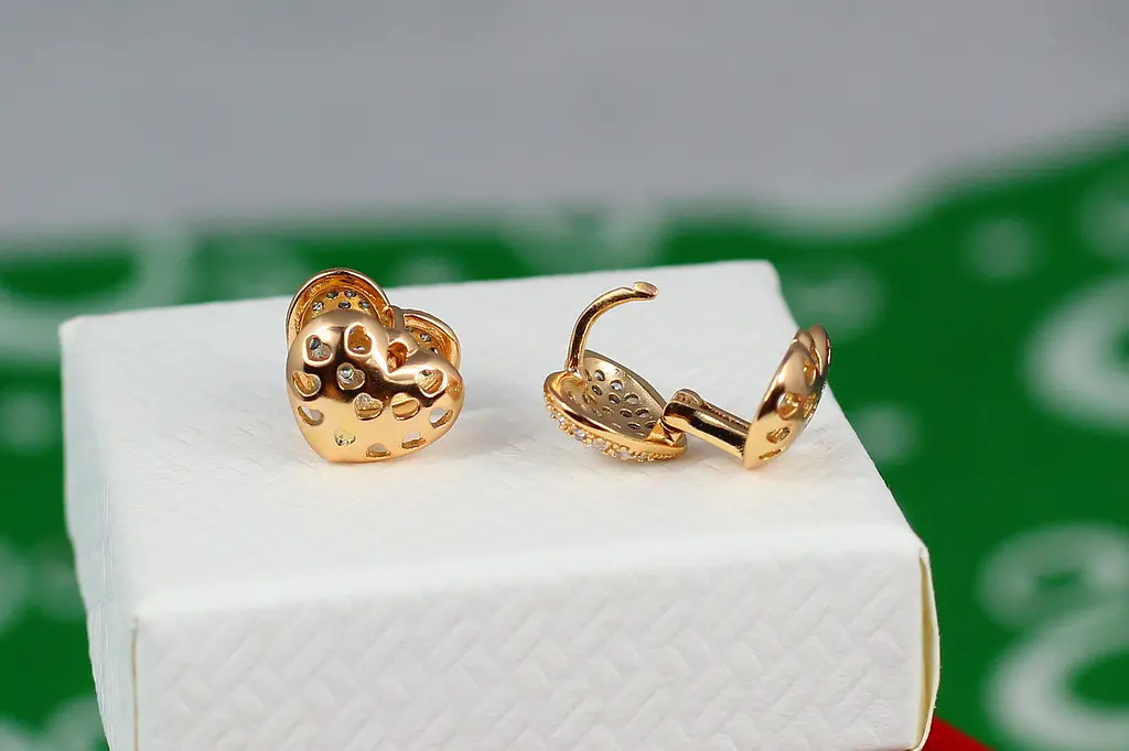 Сережки Xuping Jewerly сердечко подвійне 9 мм золотисті - фото 2