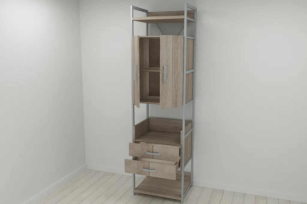 Шафа Гардероб Уні секція 5 серії Конект Ferrum-decor 220x60x50см Сірий метал ДСП Дуб Сонома Трюфель 32 мм (FRD-104518) - фото 2