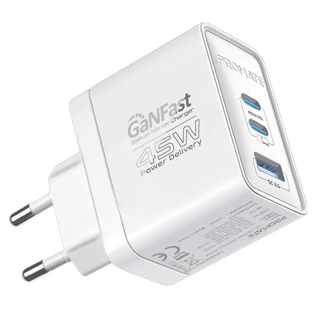 Зарядний пристрій Promate PowerPort 45W Білий