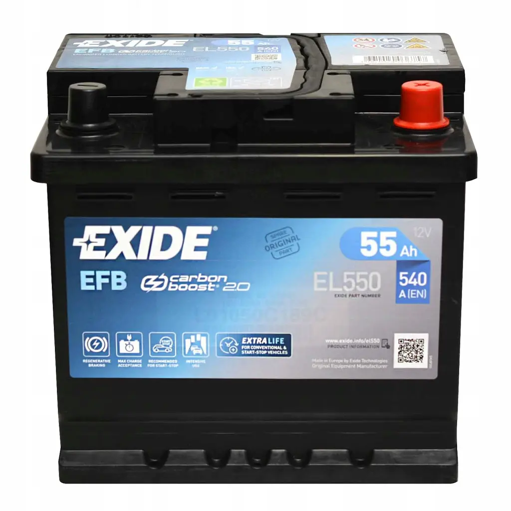 Акумулятор автомобільний EXIDE START-STOP EFB 55A (EL550) - фото 2
