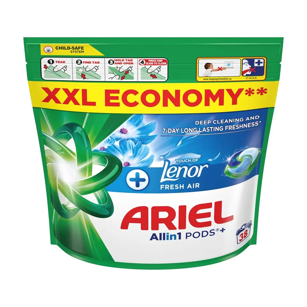 Капсули для прання Ariel Pods+ All-in-1 Touch of Lenor Дотик свіжого повітря Lenor 38 шт. (8700216764599) - фото 2