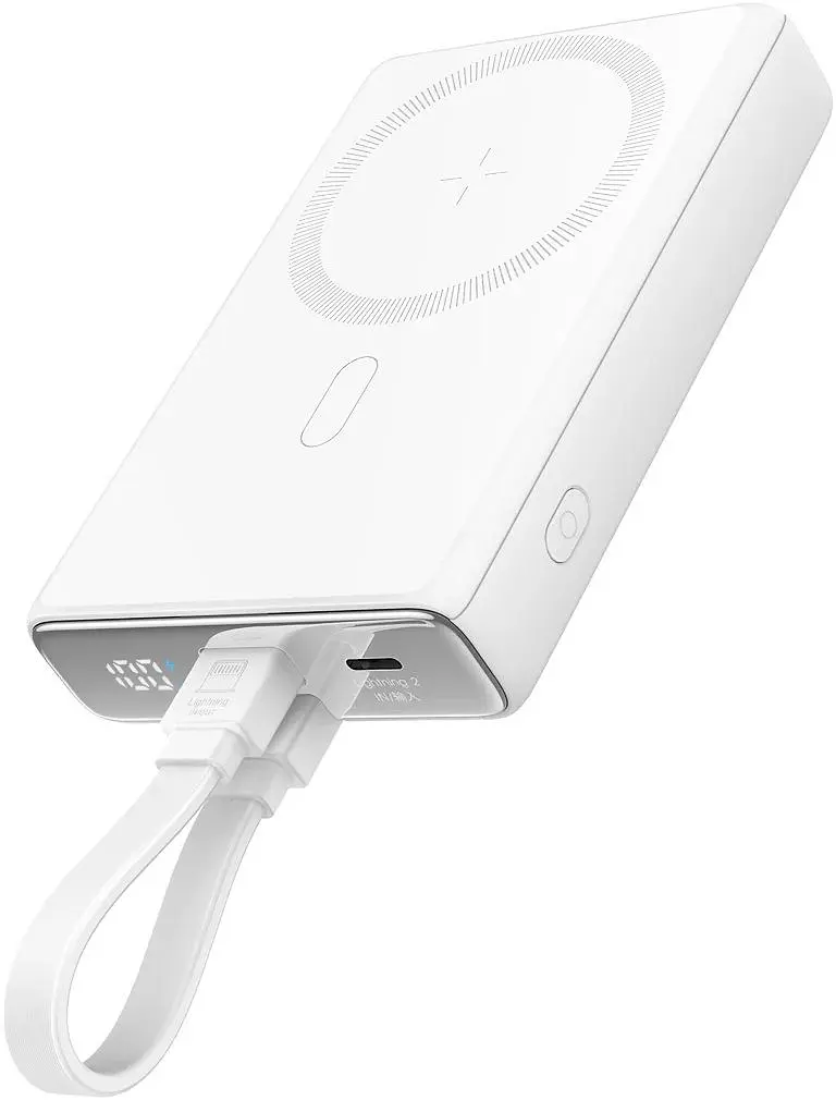 Універсальна мобільна батарея Joyroom Magnetic Wireless 10000mAh JR-PBM01 20W QC USB-C In/Out White (6941237112545) - фото 9
