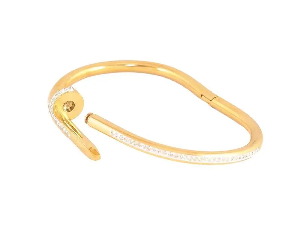 Браслет XUPING Нержавіюча сталь 14К "Цвях з написом Cartier та кристаллами" ø6см (350357) - фото 3
