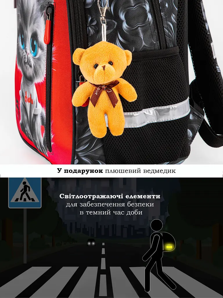 Ортопедичний рюкзак 3 в 1 з пеналом та мішком для дівчинки School Standard 375 гр 17 літрів Червоний - фото 9