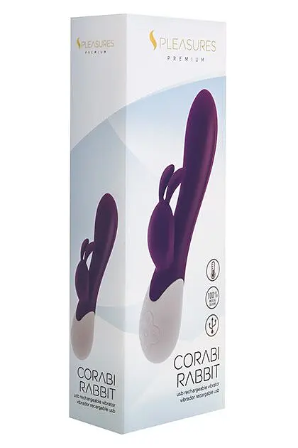 Вібратор-кролик S Pleasures Premium Corabi Rabbit, фіолетовий, вушка для клітора, 16 режимів, нагрів - фото 3