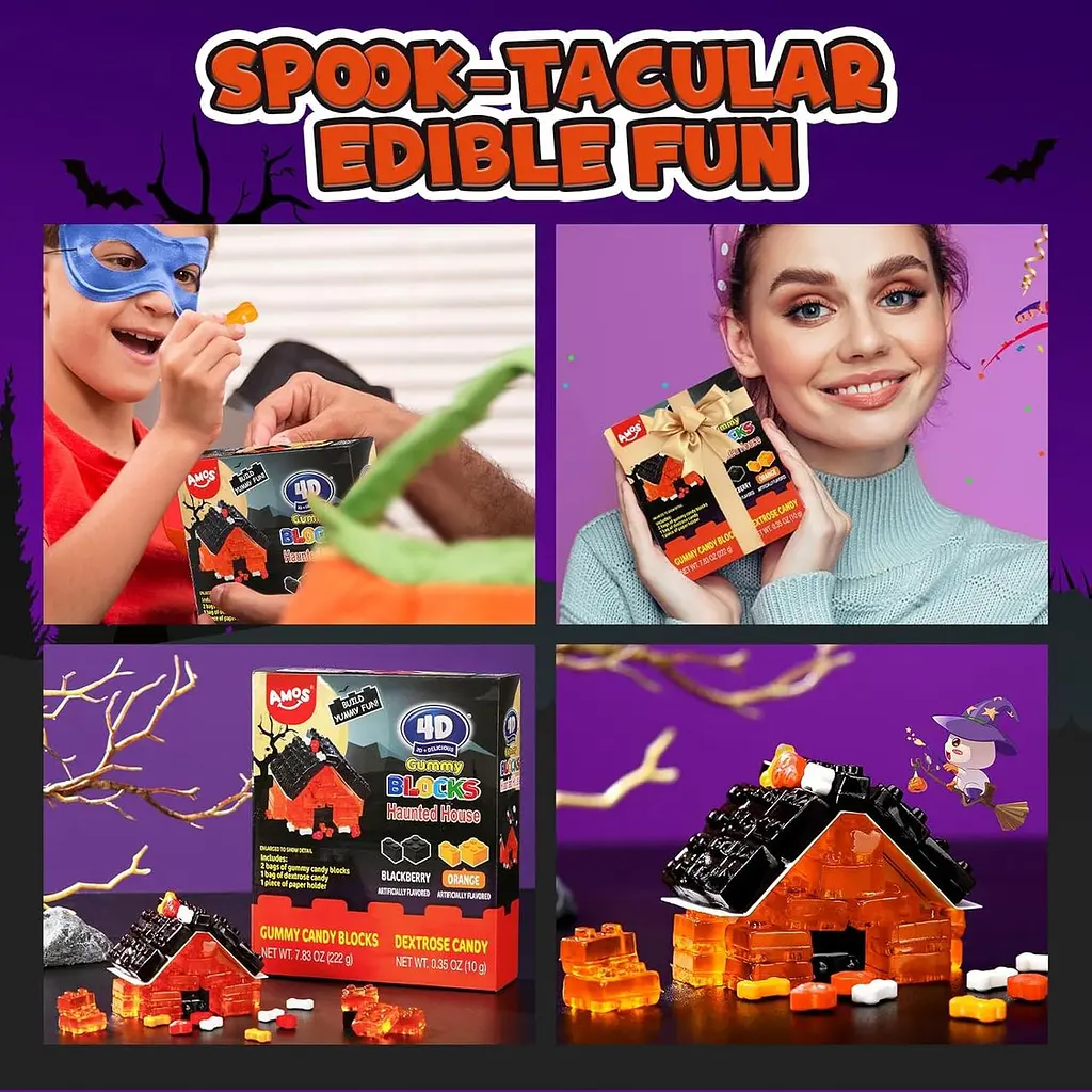 Жувальні цукерки Amos Halloween 4D Gummy Blocks Haunted House 232 г - фото 7