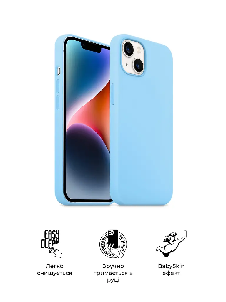 Силиконовый чехол для Apple iPhone 14 Plus, ICON2 Case, голубой, противоударный, панель, защита всего корпуса, матовая поверхность Soft Touch, выступает над дисплеем, совместим с защитными стеклами и пленками, с микрофиброй, ArmorStandart (ARM68470) - фото 3