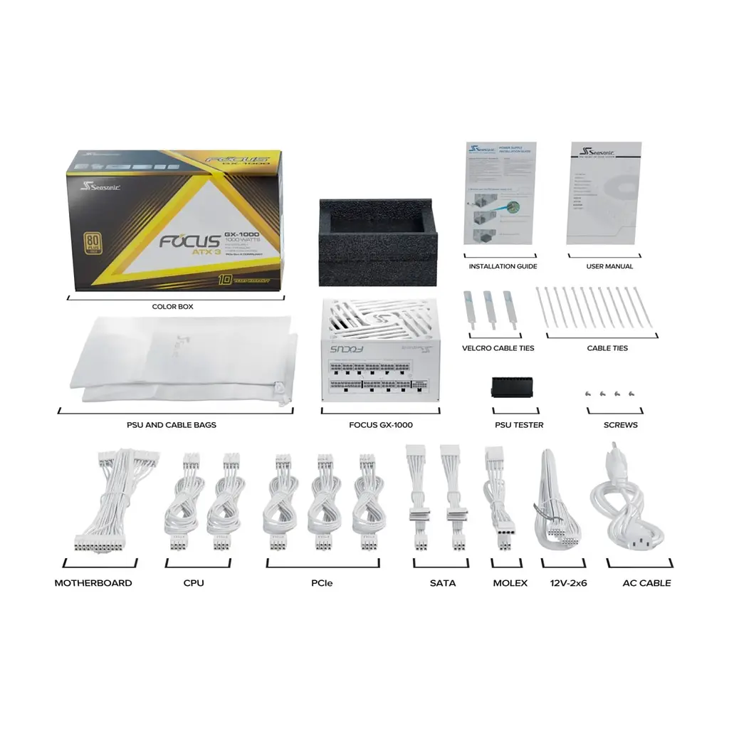 Блок живлення Seasonic 1000W FOCUSGX-1000-ATX31-WH (FOCUS-GX-1000-ATX31-WHITE) - фото 2