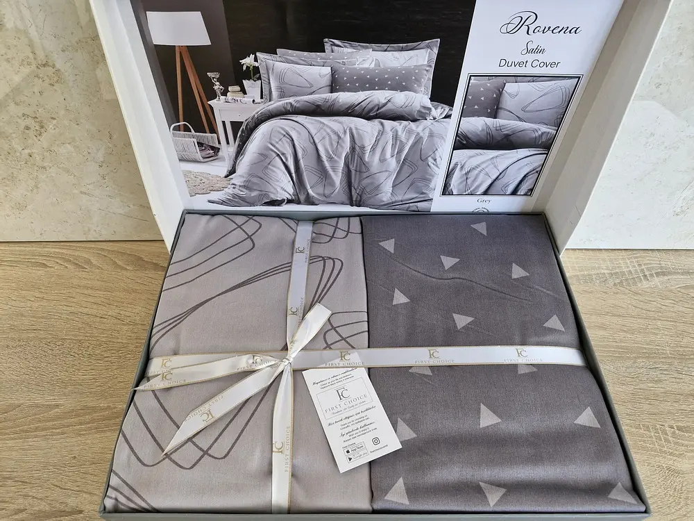 Турецька постільна білизна First Choice Cotton Satin Rovena Grey євро - фото 4
