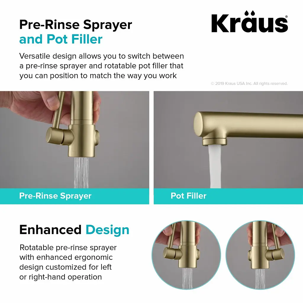 Смеситель для кухни Kraus Artec Pro KPF-1603BG, Золотой - фото 6