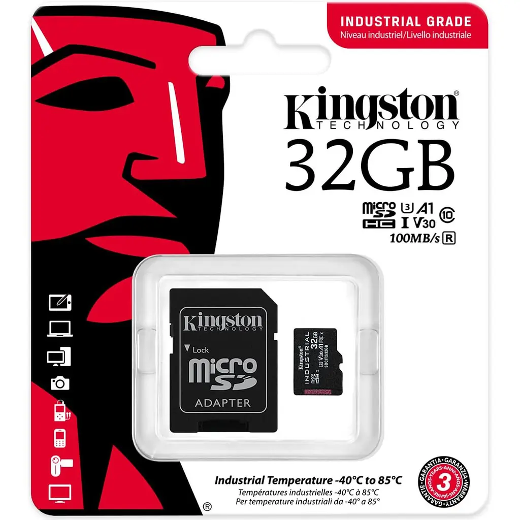 Карта пам'яті Kingston 32GB microSDHC Industrial C10 A1 pSL C Card + SD Adapter SDCIT2/32GB (SDCIT2/32GB) - фото 3