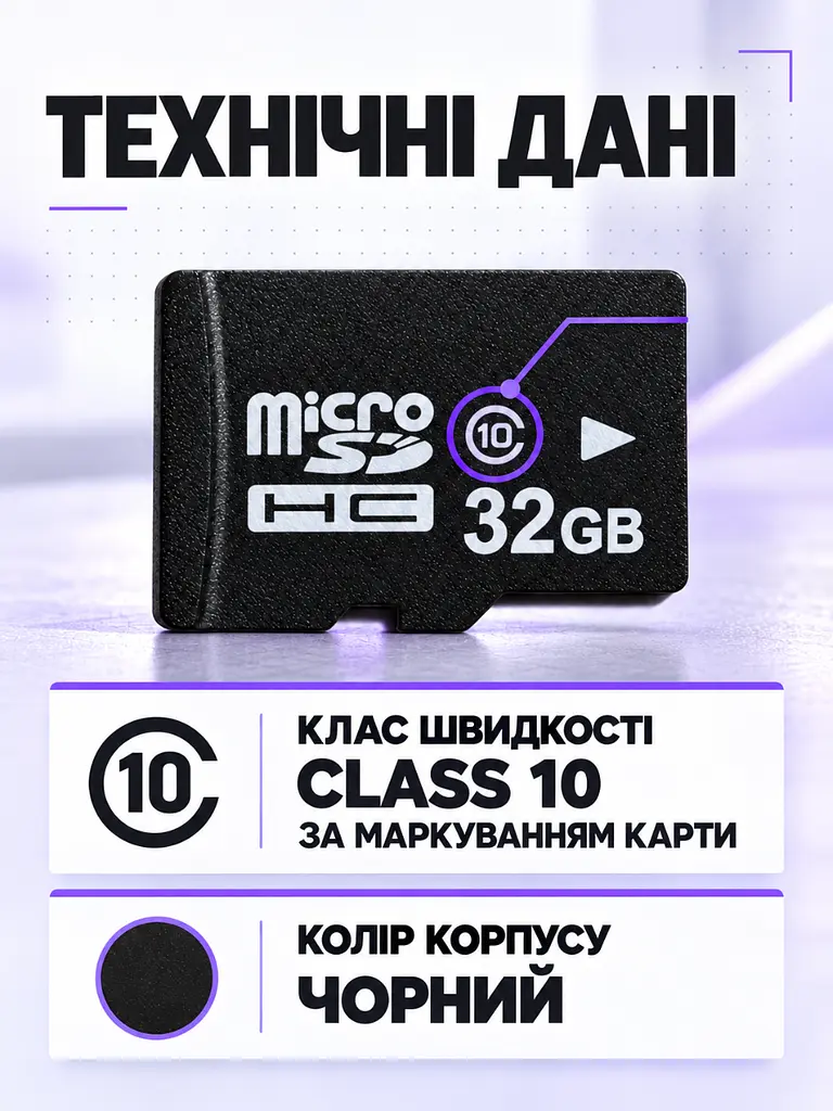 Карта пам'яті microSDHC 32 ГБ Class 10 з SD-адаптером Чорна (37261545) - фото 6