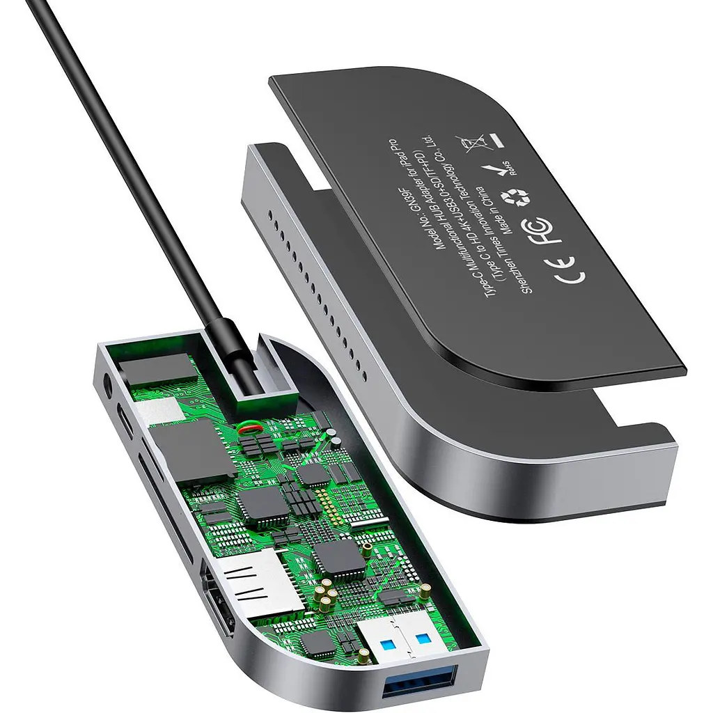 USB-хаб Baseus Bend Angle No.7 Multifunctional Type-C Hub Converter Dark Gray (CAHUB-WJ0G) [77940] - фото 3