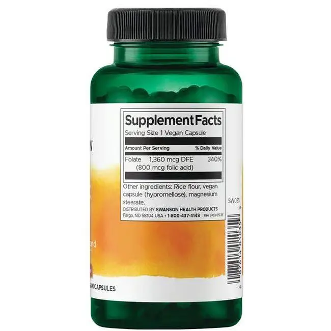 Фолієва кислота Swanson Folic Acid 800 мкг 250 капсул (100-96-8367521-20) - фото 2