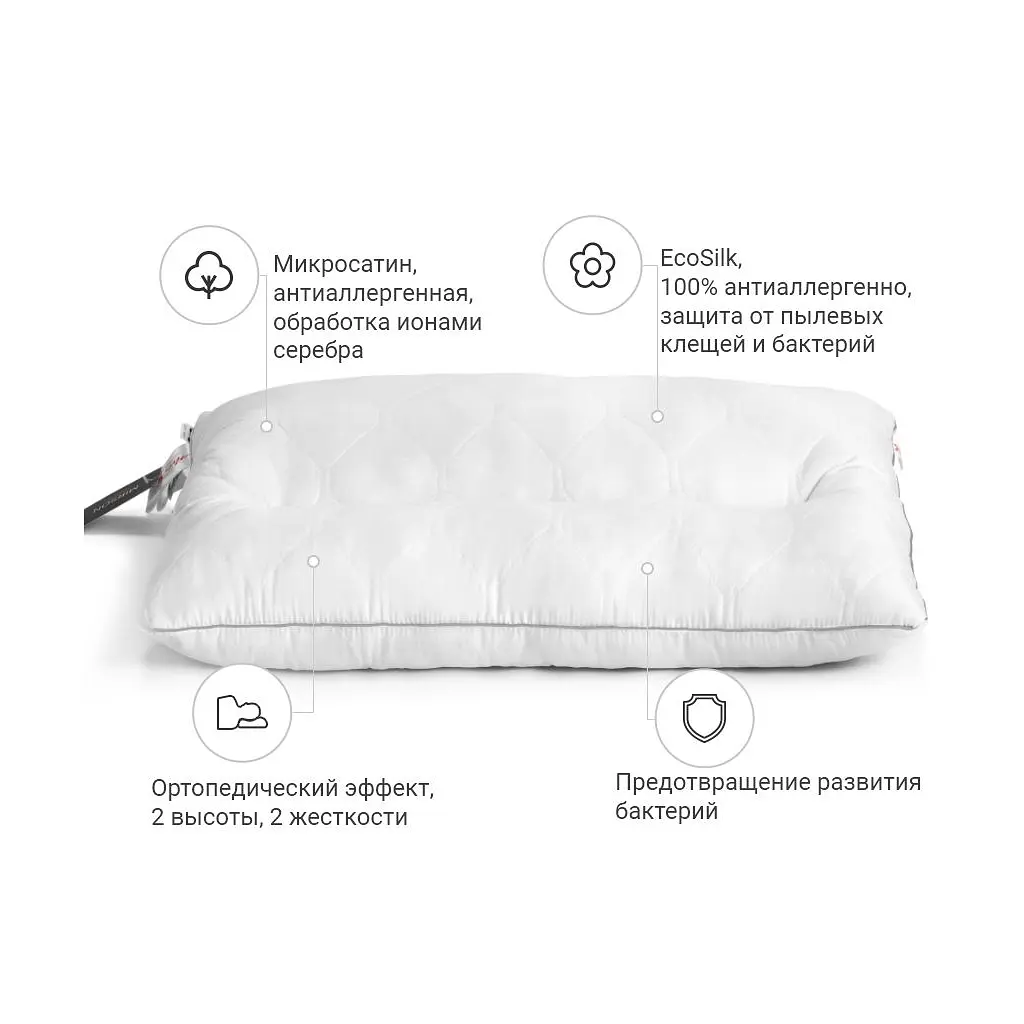 Подушка MirSon ортопедична Premium Eco Silver 148 Середня 50x70 см (2200000393036) - фото 5