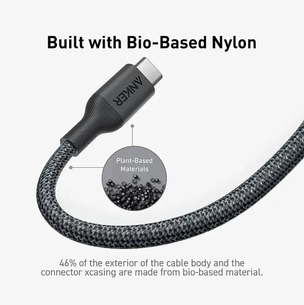 Кабель Anker 544 USB-C to USB-C - 1.8m 140W Bio-Nylon Black (7030800) - фото 6