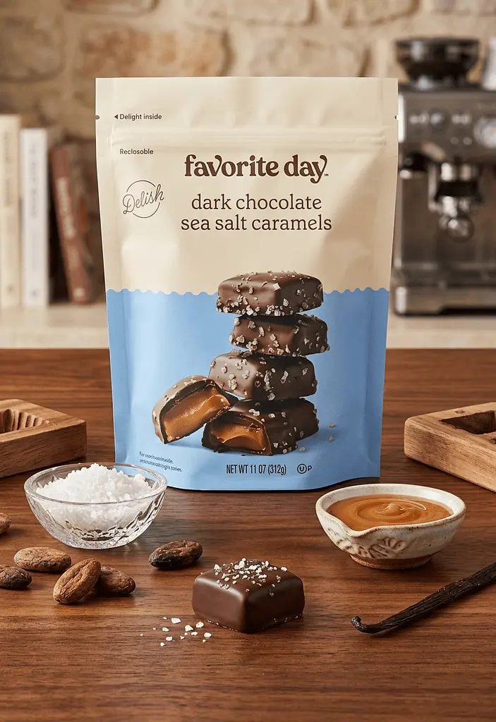Шоколадні цукерки Favorite Day Dark Chocolate Sea Salt Caramel Candy 312г - фото 3