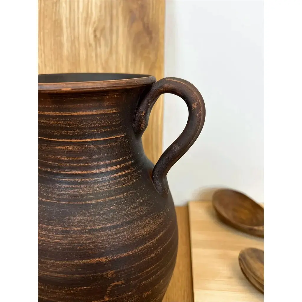 Кувшин 2 литра керамический (глиняный) с ручкой гладкий - фото 4