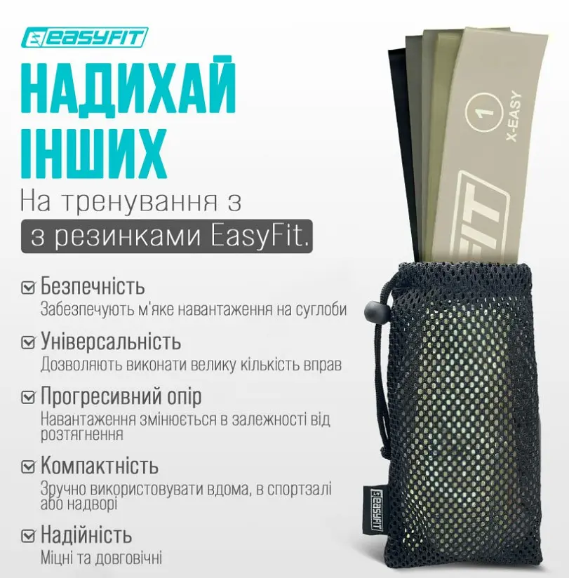 Резинки для фитнеса EasyFit MonoBand набор 5 шт. (EF-1813-GY) - фото 3