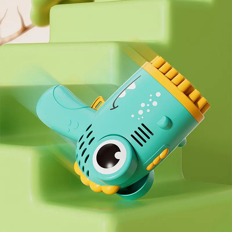 Пістолет для мильних бульбашок Dinosaur Bubble Gun з насадкою на 40 отворів 50ml Green - фото 5