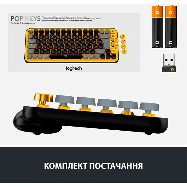 Клавиатура Logitech POP Keys Wireless Mechanical Keyboard Blast Yellow UA [920-010735] [94267] - фото 12