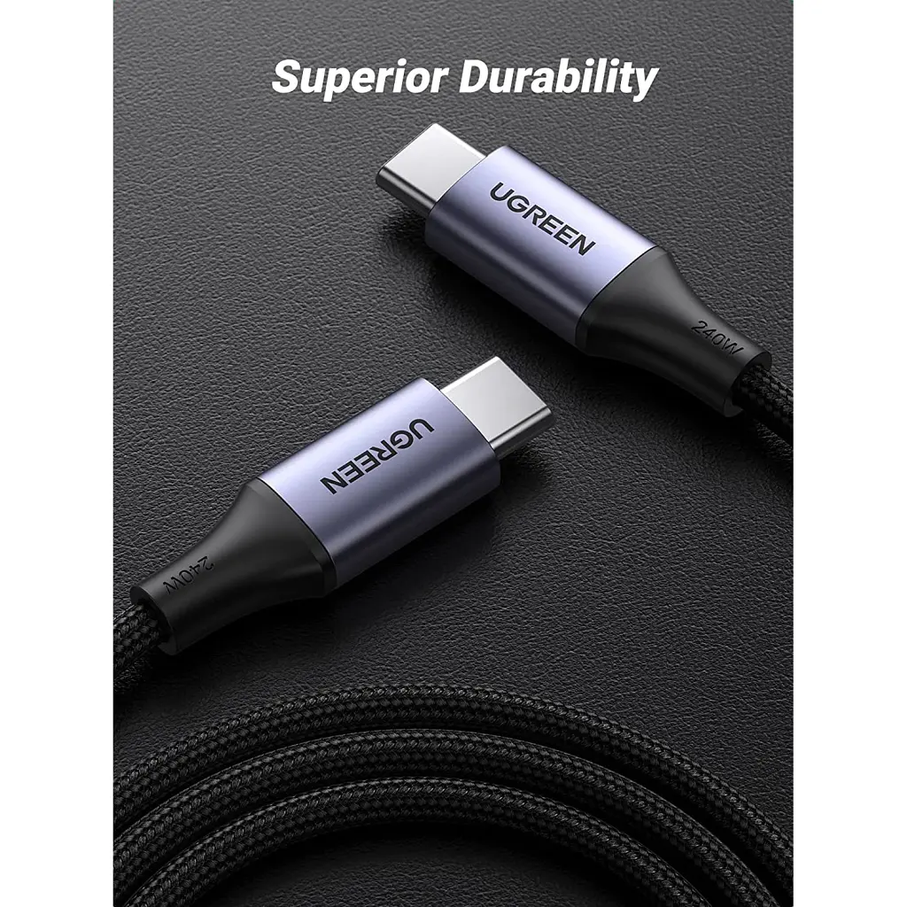 Дата кабель USB-C to USB-C 1.0m 240W US535 space gray Ugreen (15311) - фото 5