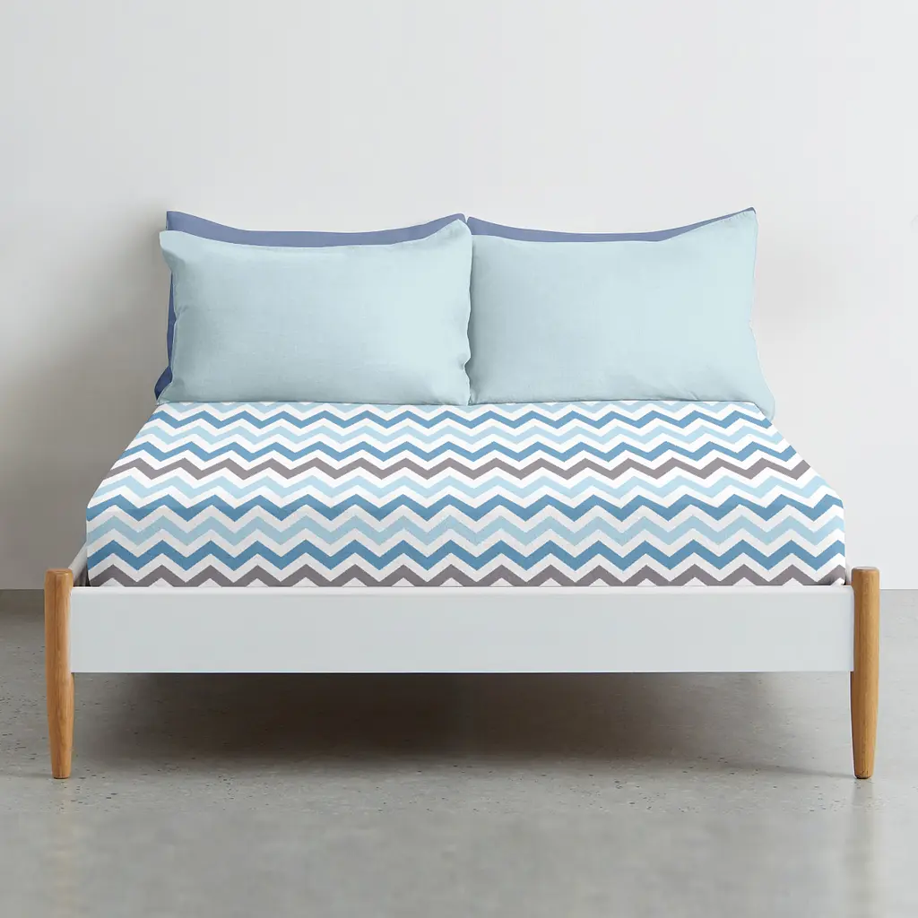 Простирадло Cosas на резинці 80х190х25 grey zigzag cs2, синій (ZigGreyBlue_80х190х25) - фото 3