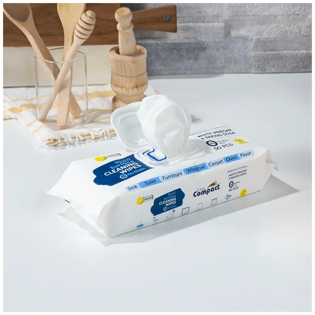 Серветки вологі Ultra Compact для прибирання з клапаном лимон 50 шт. - фото 2