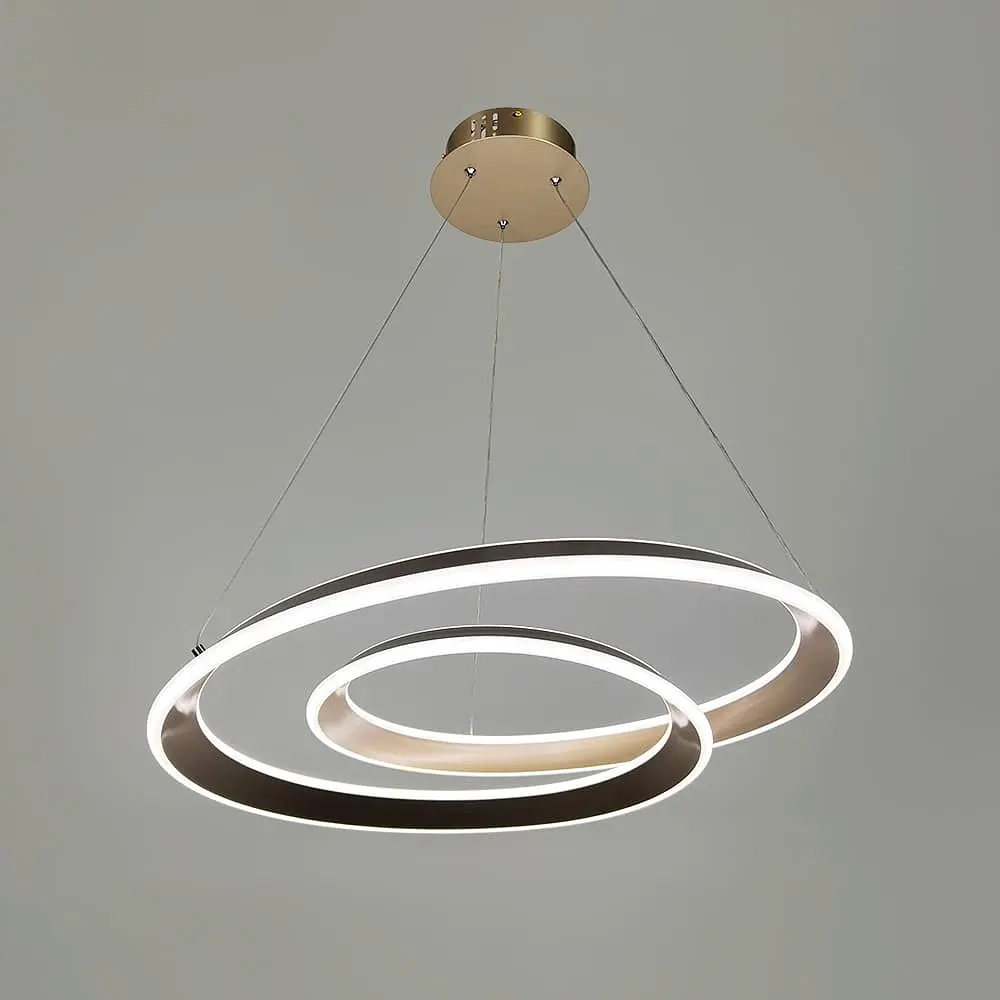 Підвісна кільцева люстра в сатиновому перекрученому корпусі Ø 80 см | Line F | Арт. MJ340-800 Champagne GD - фото 3