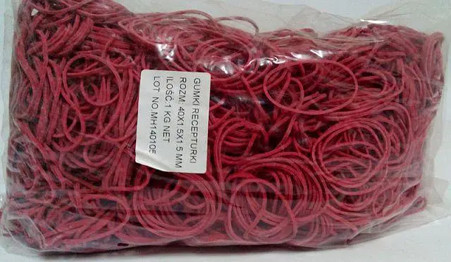Банківські гумки, Plast, №40, червоні, 1,5 мм, діаметр 40 мм, 1 кг, для фіксації грошей і касової роботи