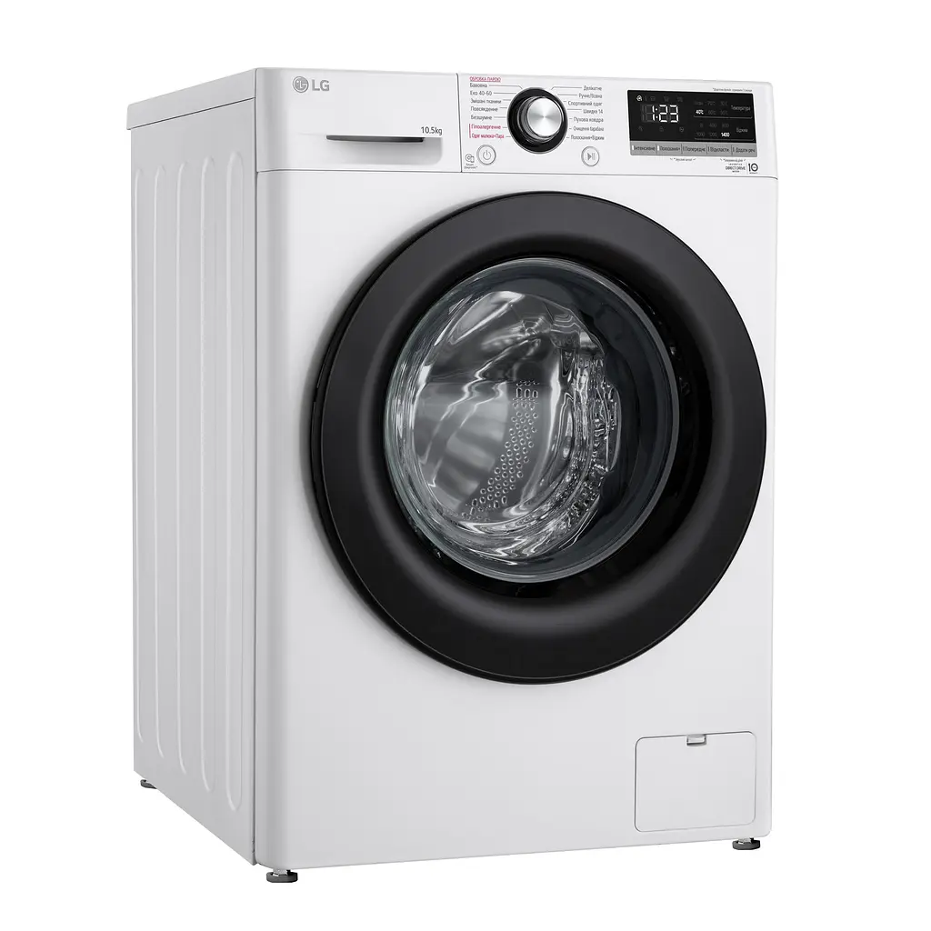 Пральна машина LG фронтальна, 10,5кг, 1400, A+++, 57см, дисплей, пара, інвертор, білий (F4V3RS6WW) - фото 2
