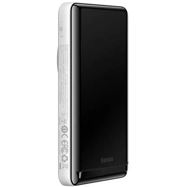 Портативна батарея Baseus Magnetic Bracket Wireless Fast Charge Power Bank 10000 mAh 20W PPCX000002 White - фото 3
