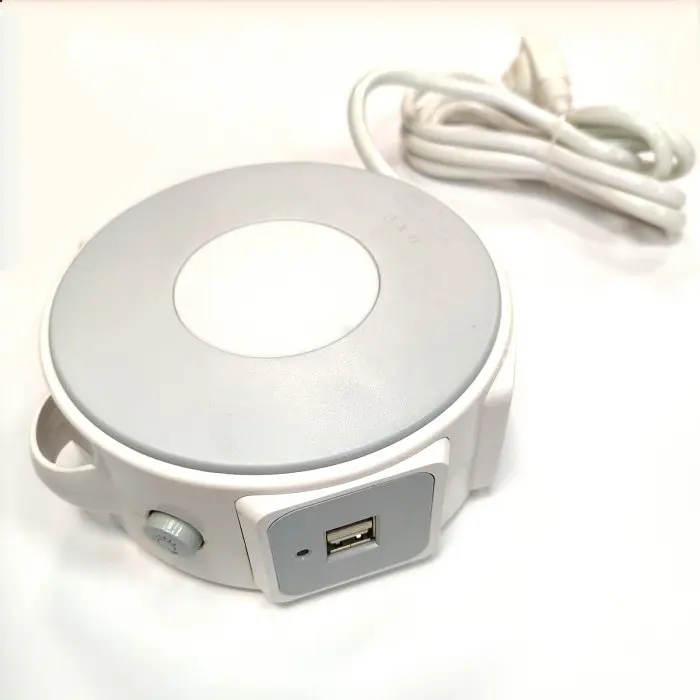 Мережевий фільтр на 3 розетки та 2 USB круглий сірий 220V LED Power Switch - фото 2