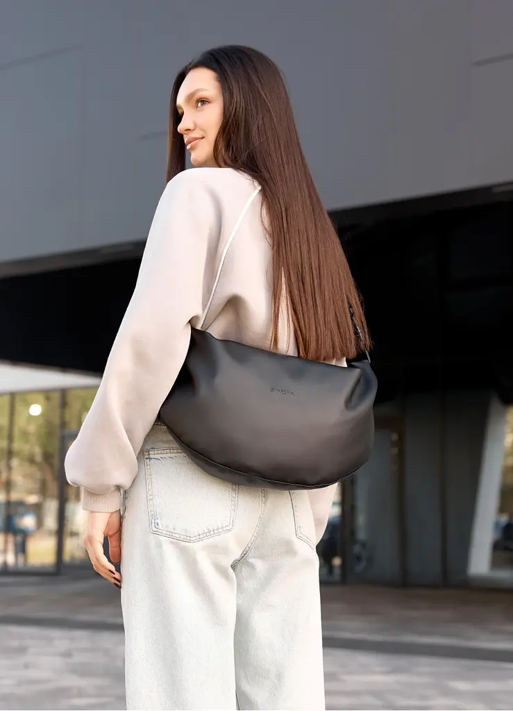 Сумка жіноча Sambag HOBO BAG-GLOVE Чорна 28 х 58 х 4 см (53400001) - фото 3