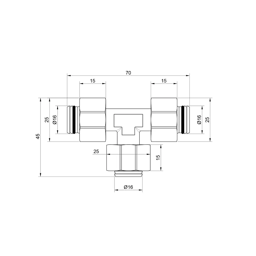 Тройник обжимной SD Plus 16 SD158W161616 - фото 2