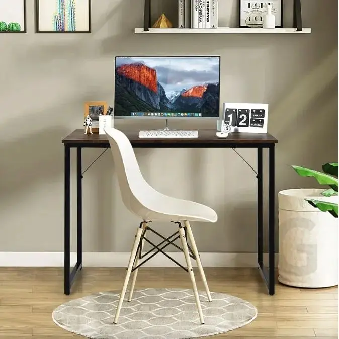 Письмовий стіл Costway Homart із сталевим каркасом коричневий - фото 6