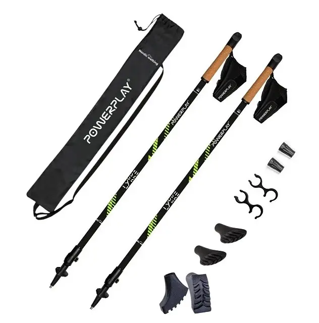 Палки для скандинавской ходьбы PowerPlay 9111 Lykke Green 80-135 см (пара) + 2-и пары сапог + чехол (PP_9111_Green) - фото 2