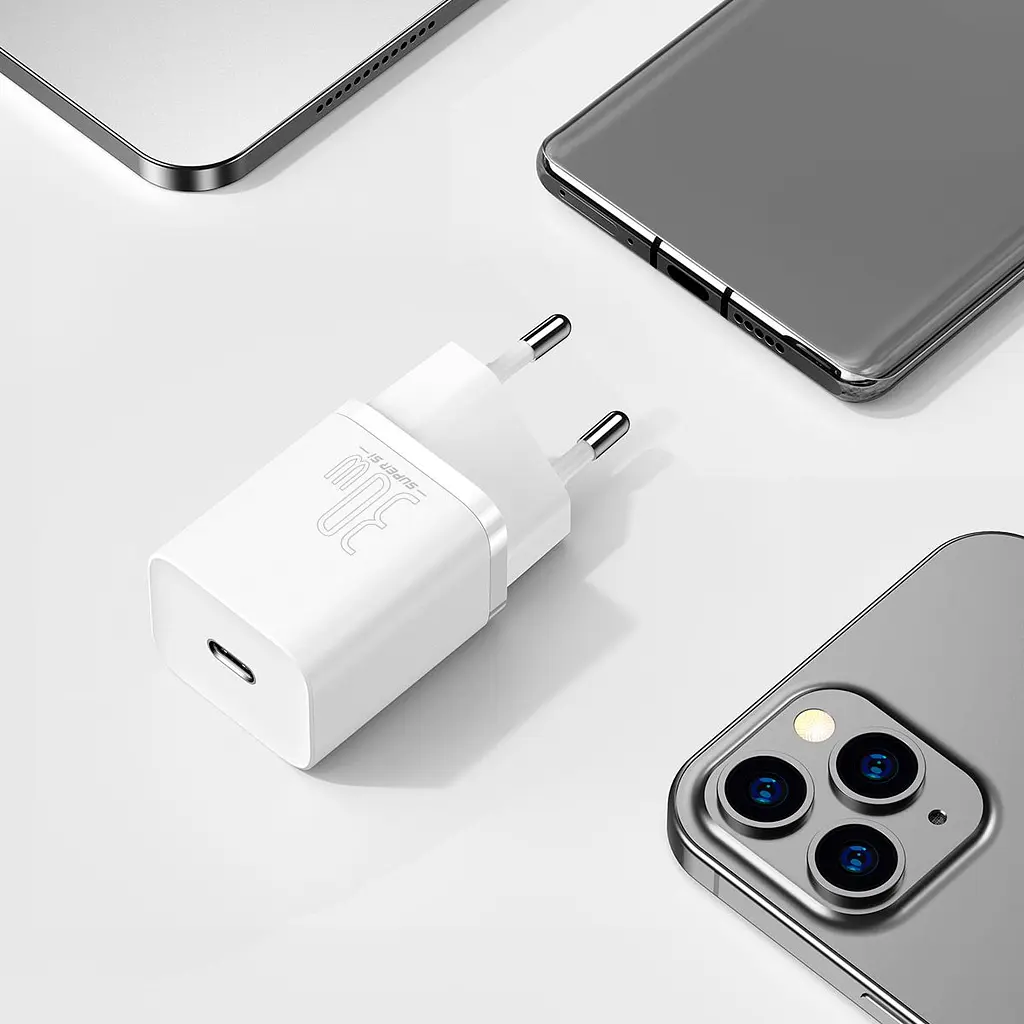 Мережевий зарядний пристрій Baseus Super Silicone PD 30W Type-C White (CCSUP-J02) [78686] - фото 6