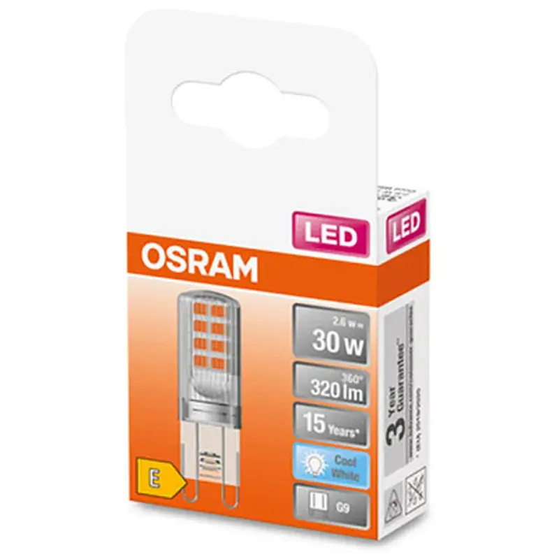 Лампочка Osram LED PIN30 2,6W/840 230V CL G9 (4058075432369) - фото 5