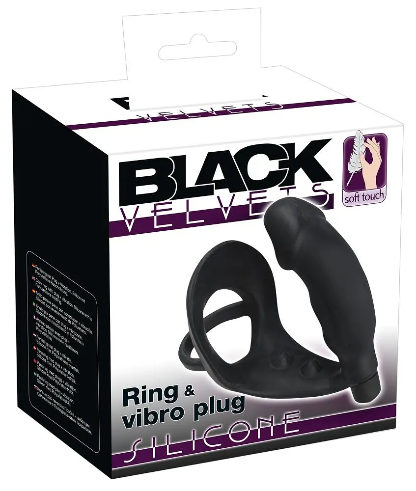 Ерекційне кільце з анальною пробкою Orion Black Velvets Ring Vibro Plug - фото 7