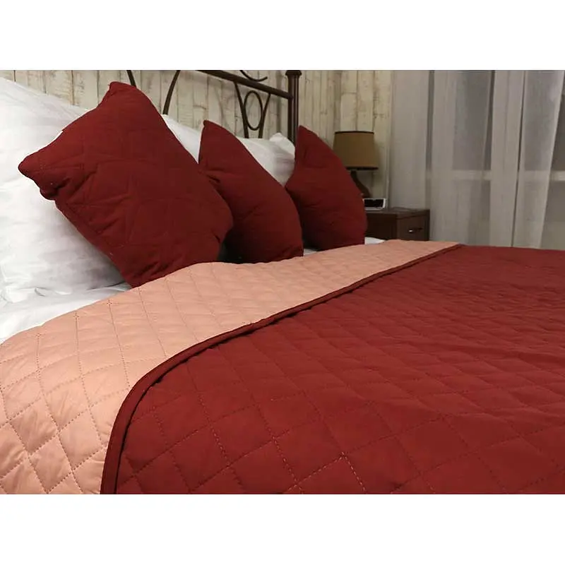 Покривало Руно Ромб, мікрофібра, 212х150 см, бордовий (360.52У_ББ ромб) - фото 2