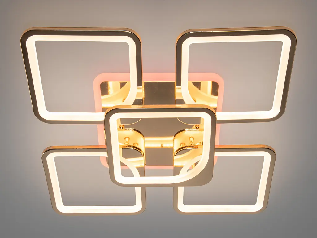 Люстра стельова LED Diasha 8060/4+1G, 150W, 6500K, золото, сучасний стиль з пультом та диммером - фото 2