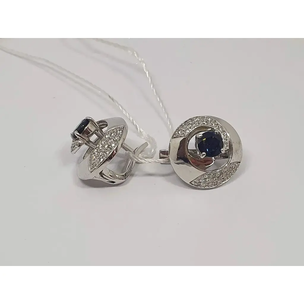 Золоті сережки Агні з діамантами і сапфірами. Артикул 22231 - фото 3