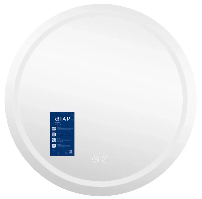 Дзеркало Qtap Mideya (MI6) кругле з LED-підсвіткою Touch, антизапотіванням QTMIDR100049003