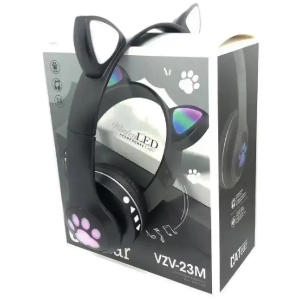 Беспроводные детские наушники Cat Ear VZV-23M Bluetooth с кошачьими ушками черные - фото 5