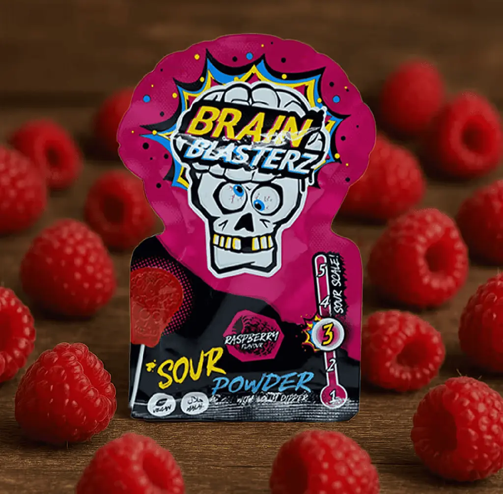 Льодяник з кислим порошком Brain Blasterz Sour Powder Lolly Dipper Raspberry Flavor 10г - фото 2