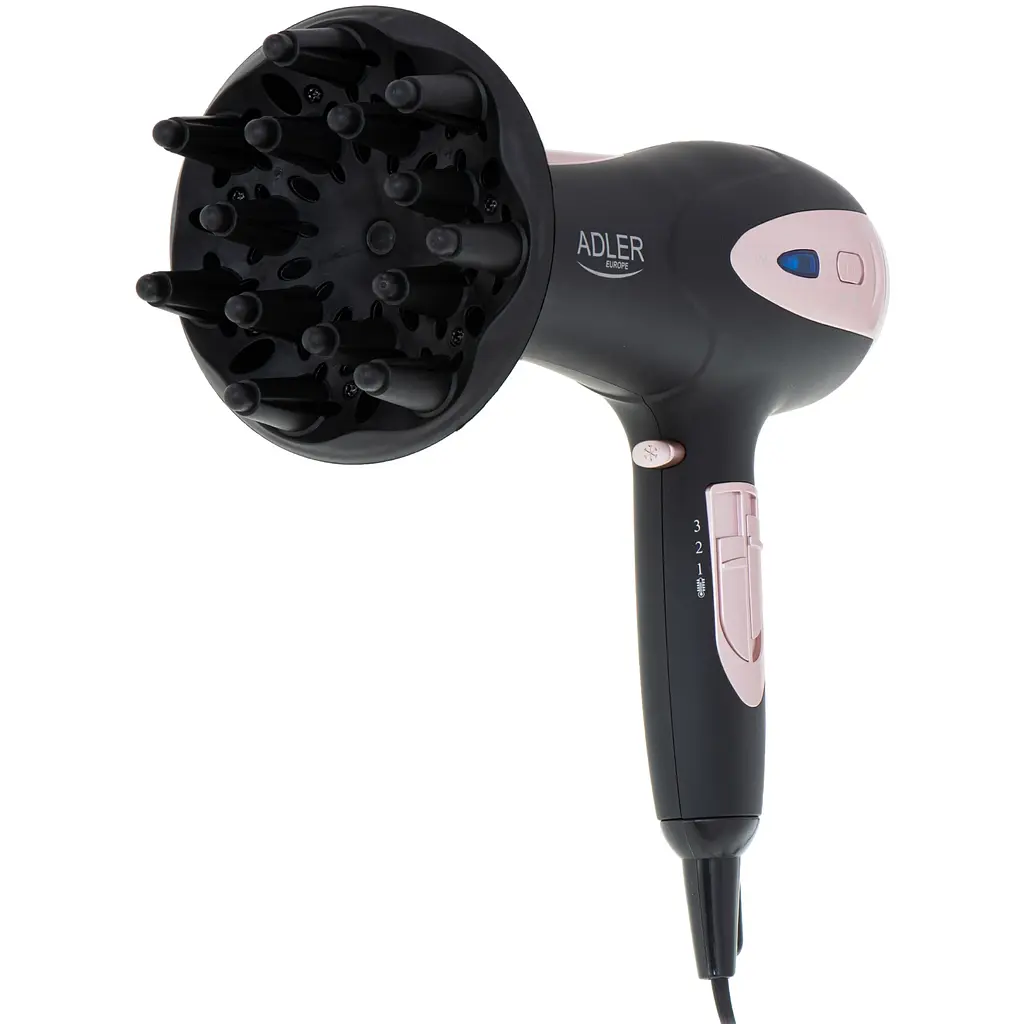 Фен Adler AD 2248 black 2200Вт/ 2 скорости/ холодный обдув/ темп.режимов-3/ ионизация/ насадки - 2 шт. - фото 2