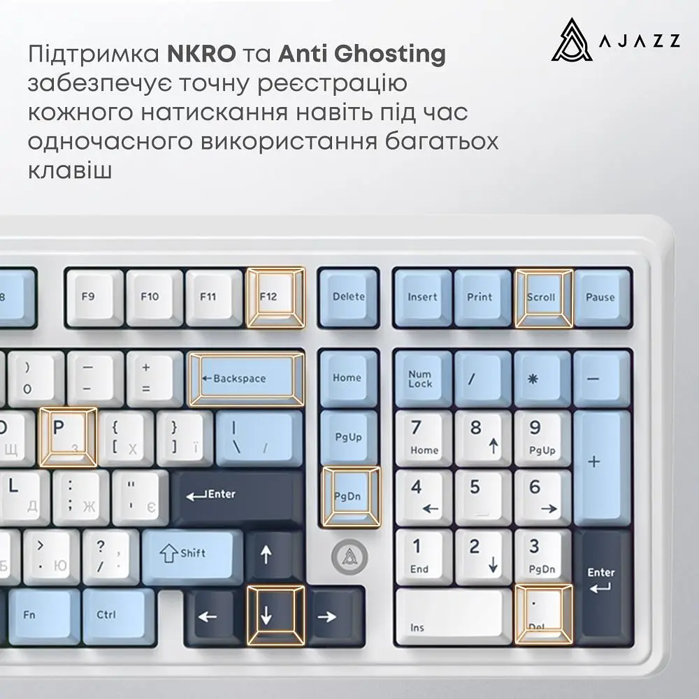 Клавіатура Ajazz AK980 Max Magnetic Switch Blue/White/Dark Blue (AK980-MAX-M-BWDB) - фото 8
