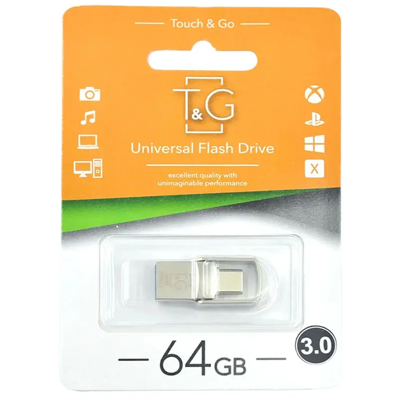 Флеш-накопитель TG 104 Metal Series 2in1 USB 3.0 (USB-A/C) - 64GB Серебряный - фото 2
