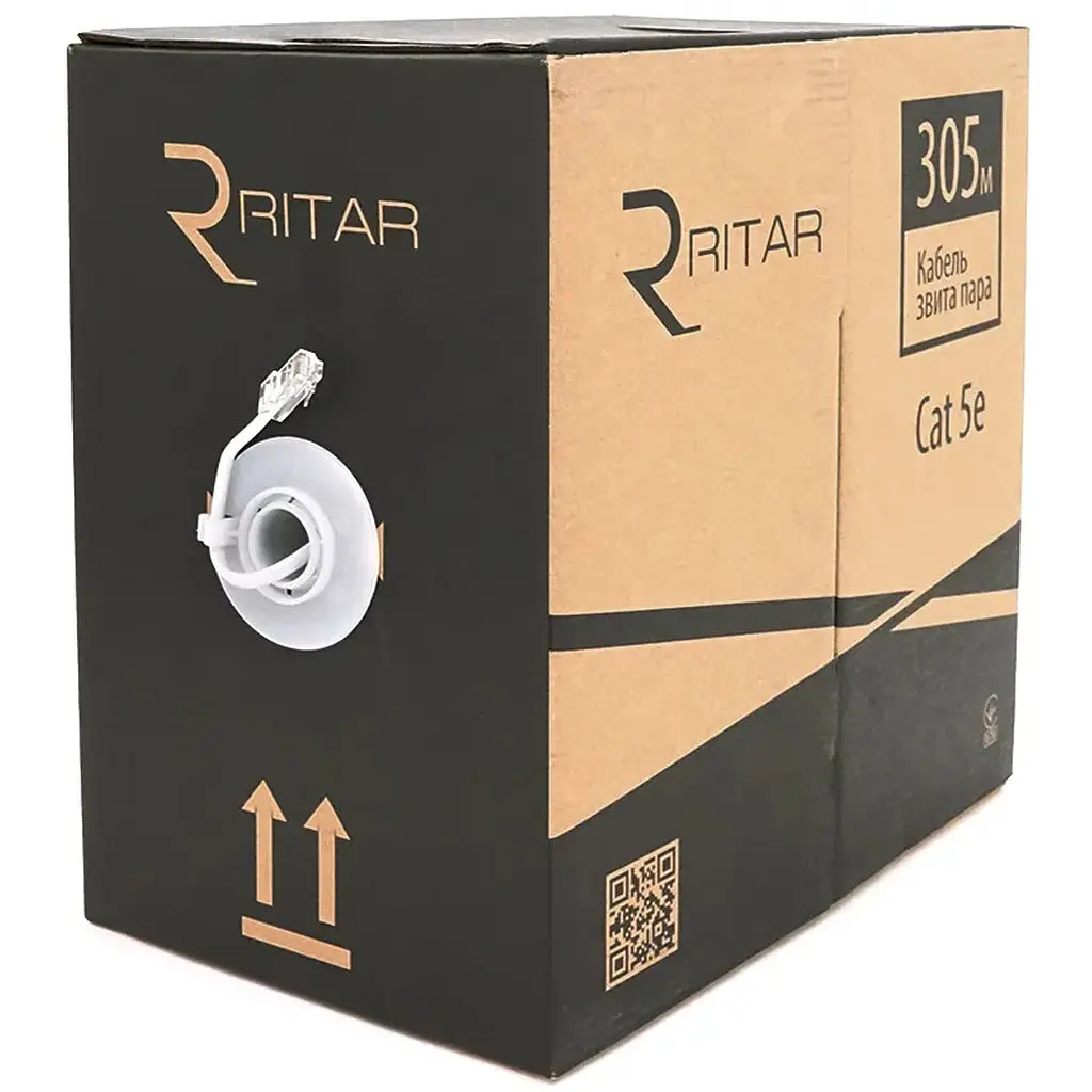 Кабел КВП UTP (2*2*0.5) 2p 24 AWG, Ritar, (CCA), для внутр. робіт, 305м, White, Corton BOX (300x580x230), Q2